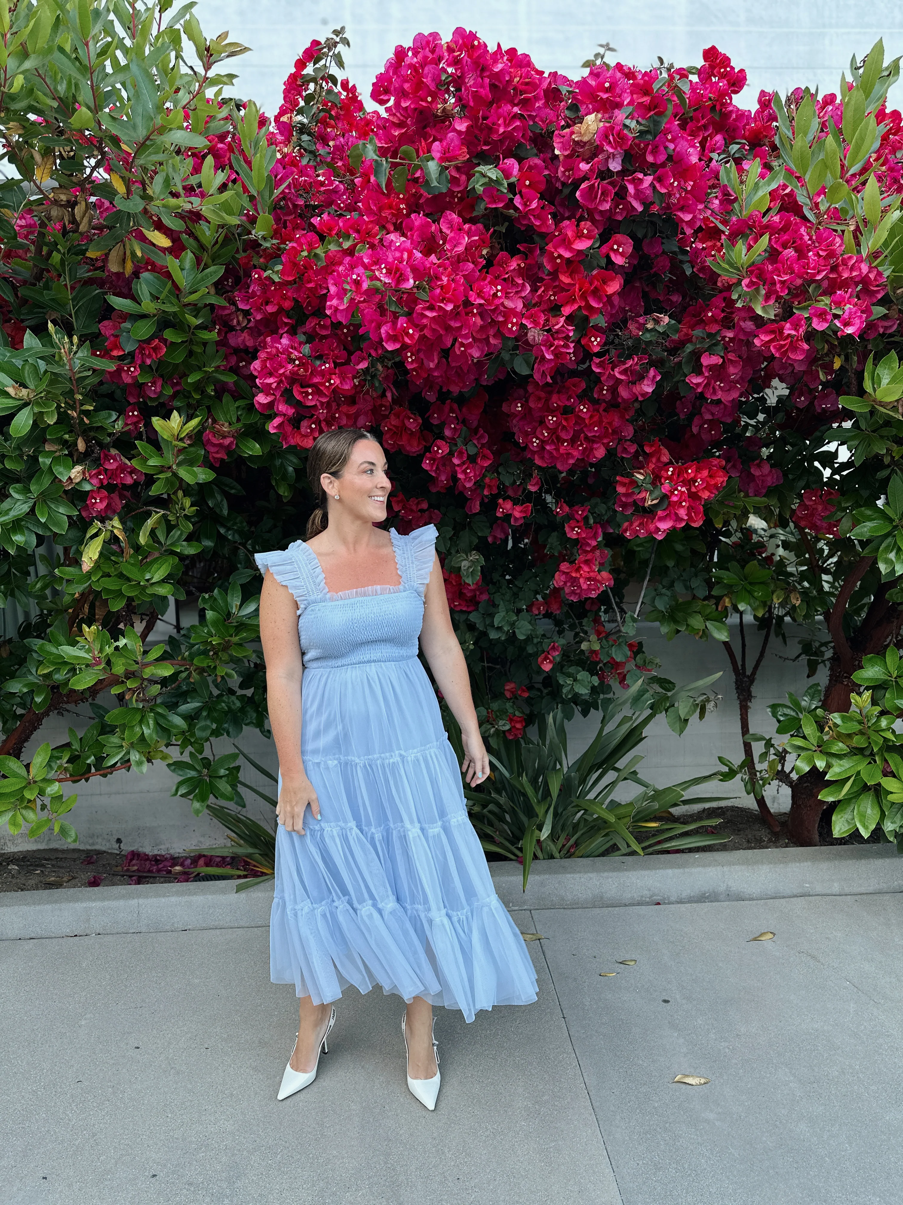 Fiori Short Blue Tulle Tiered Midi Dress - FINAL SALE - Image 4