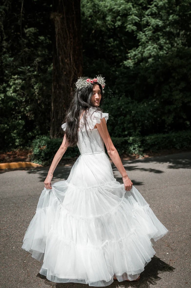 Fiori Tulle Tiered Maxi Dress - White - Image 4