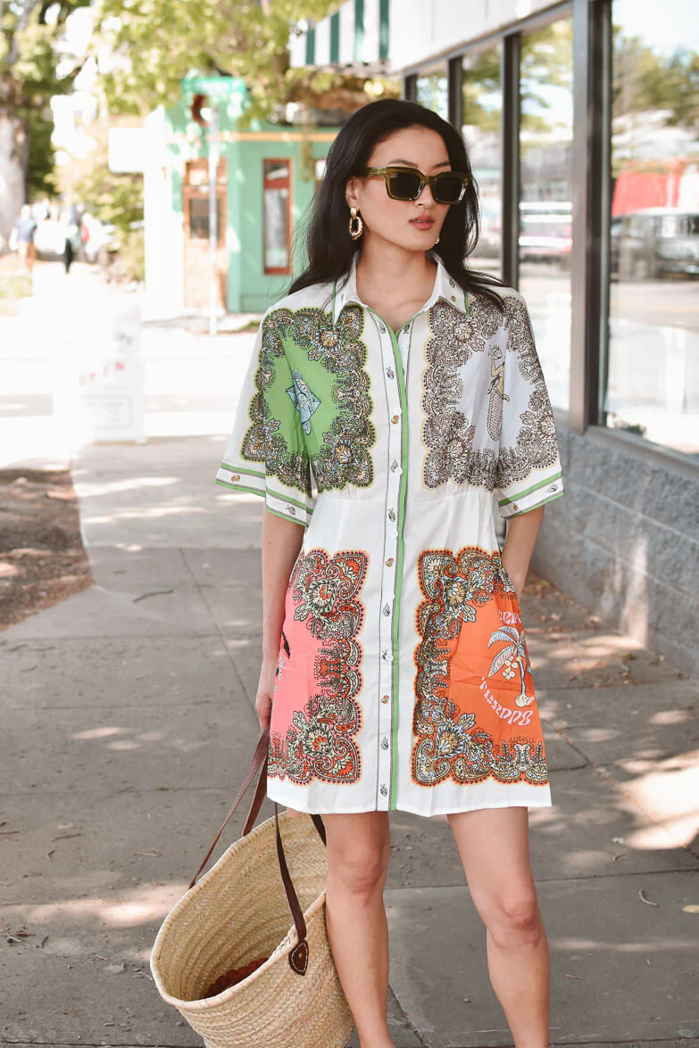 Porto Paisley Print Mini Dress - Image 3