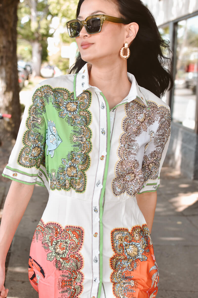Porto Paisley Print Mini Dress - Image 4