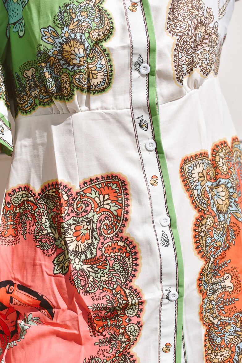 Porto Paisley Print Mini Dress - Image 5