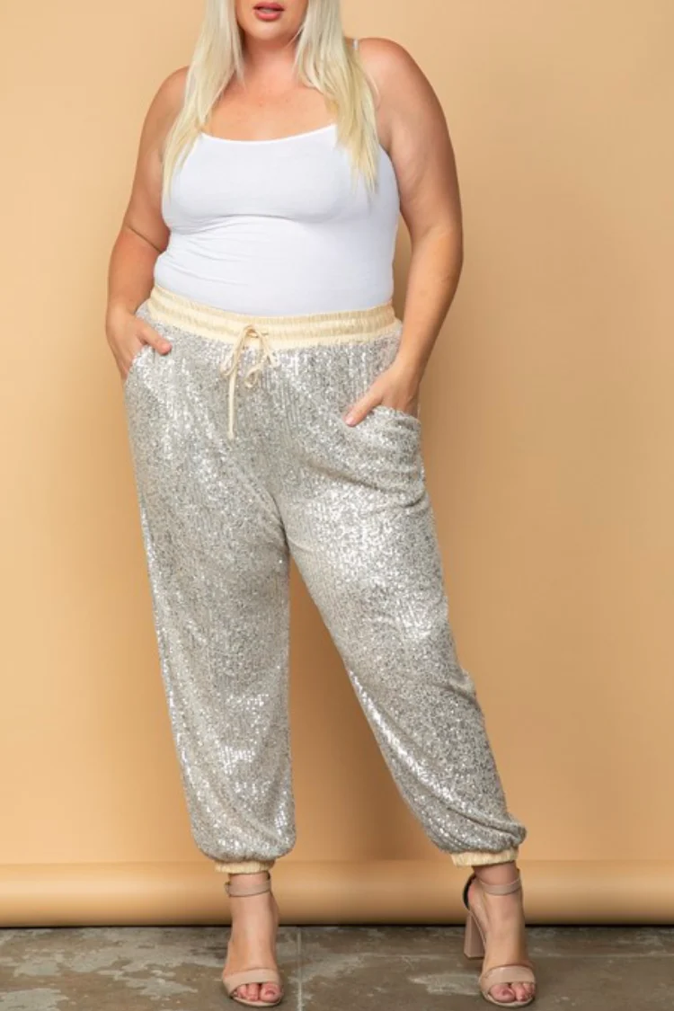 Quinn Champagne Sequin Joggers - Image 3