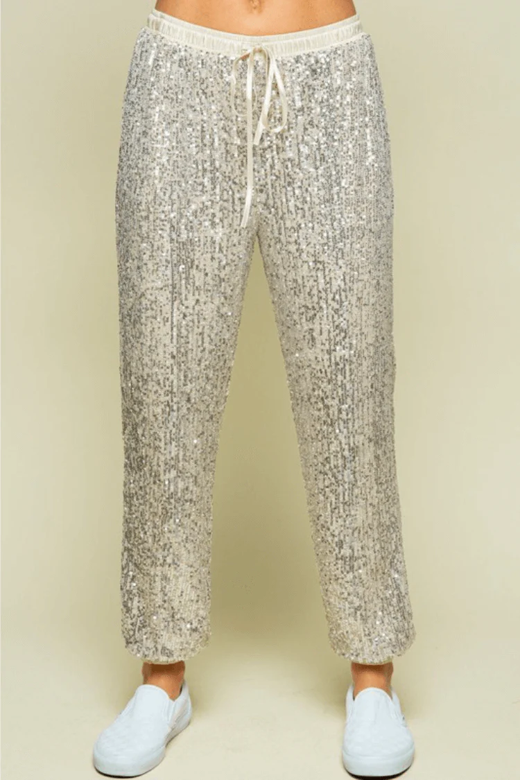 Quinn Champagne Sequin Joggers - Image 4