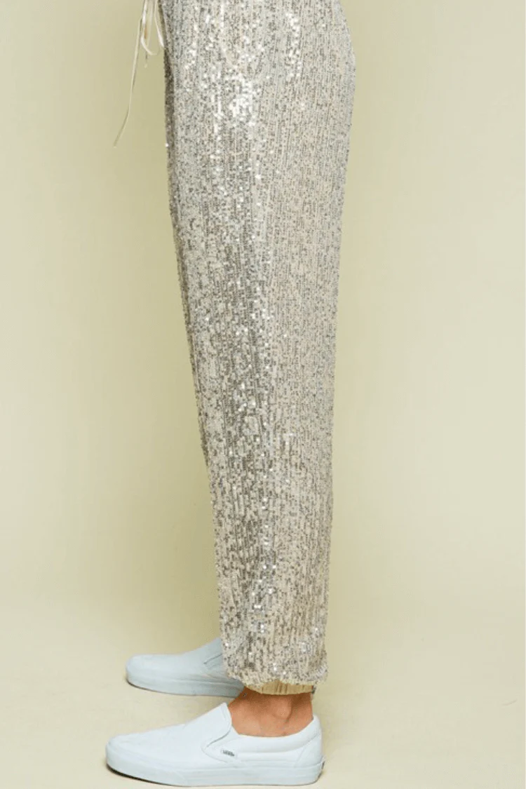 Quinn Champagne Sequin Joggers - Image 6
