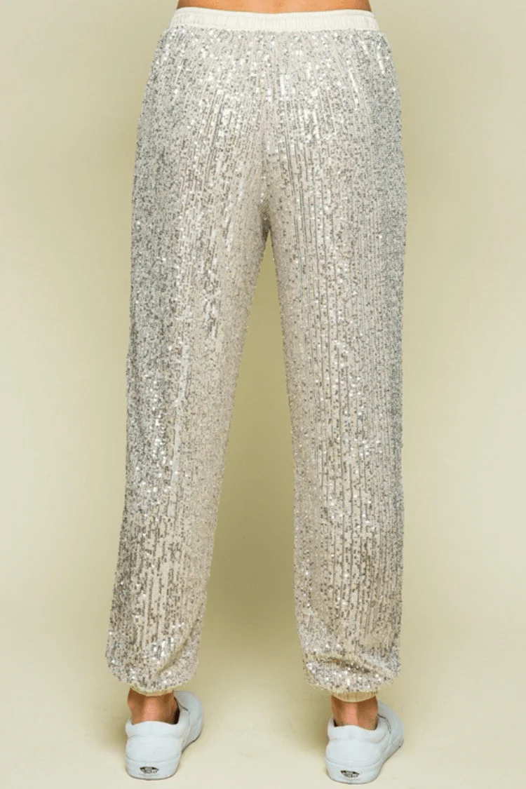 Quinn Champagne Sequin Joggers - Image 8