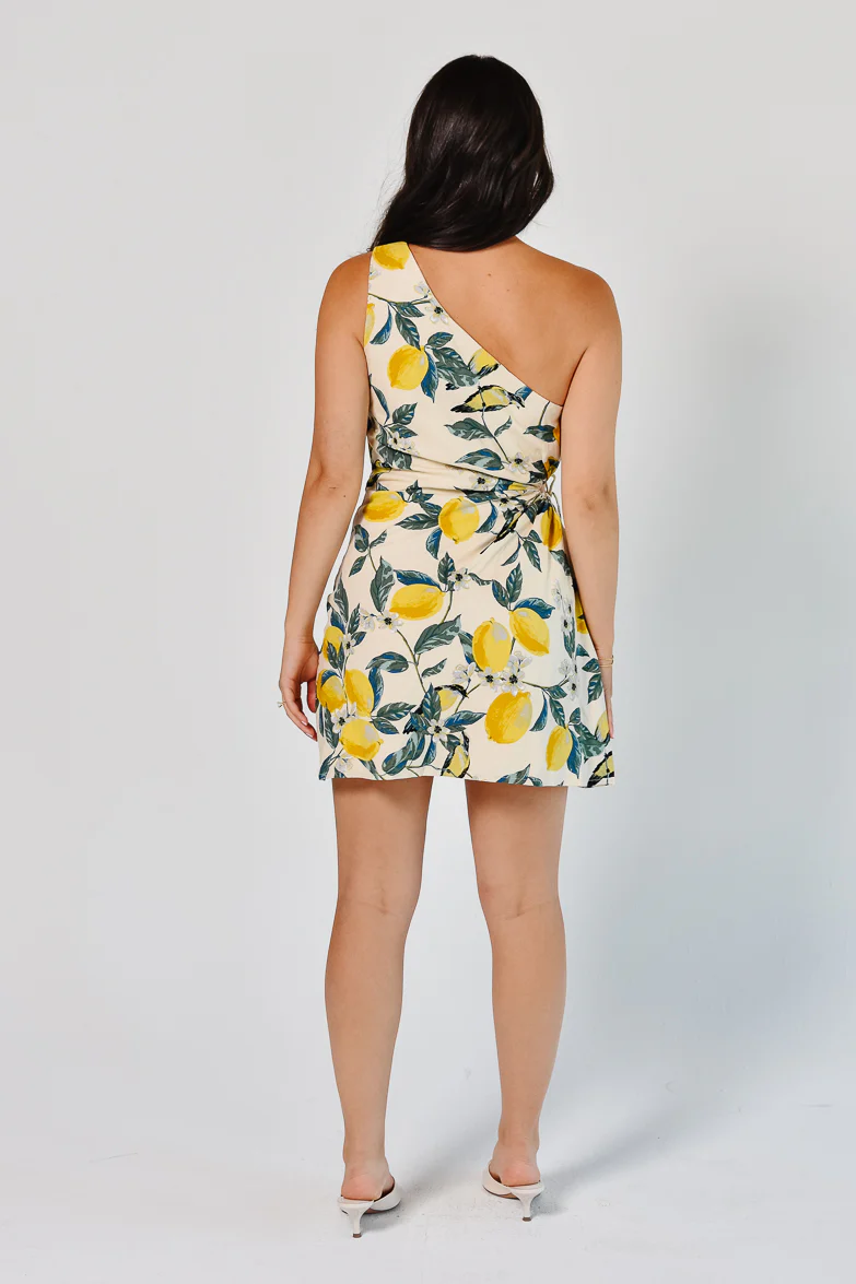 Ravello Lemon Print Mini Dress - Image 5