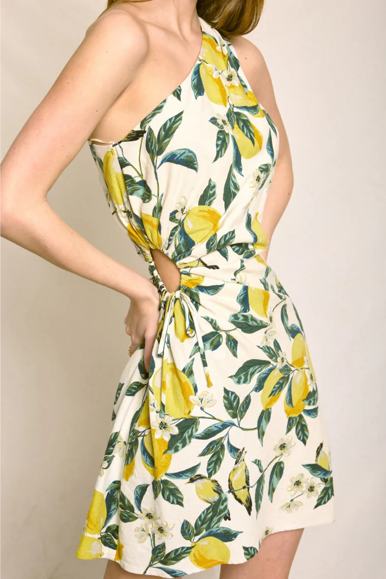 Ravello Lemon Print Mini Dress - Image 6