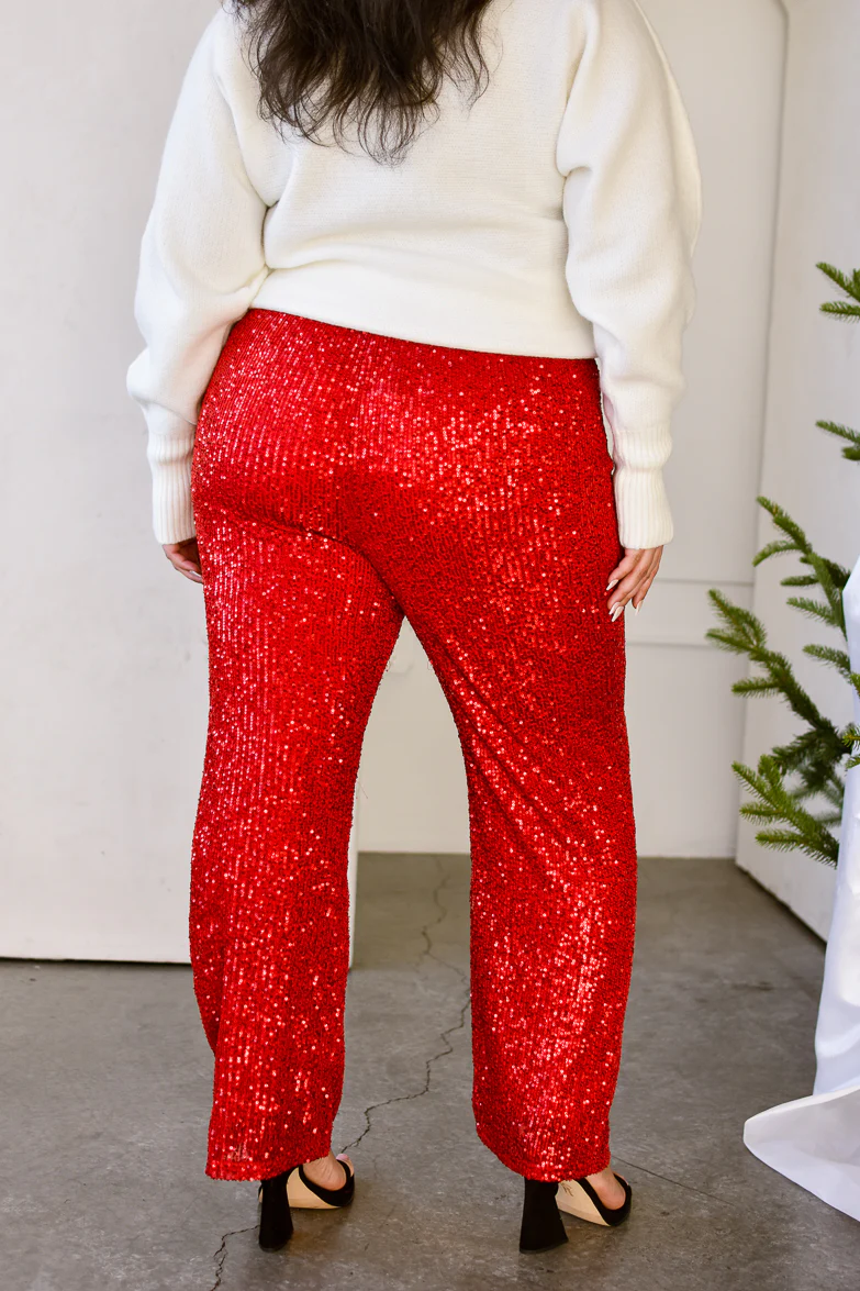 Dorit Red Sequin Flared Pants - Image 3