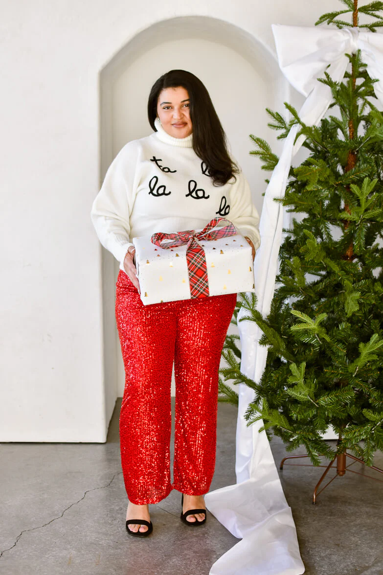 Dorit Red Sequin Flared Pants - Image 6