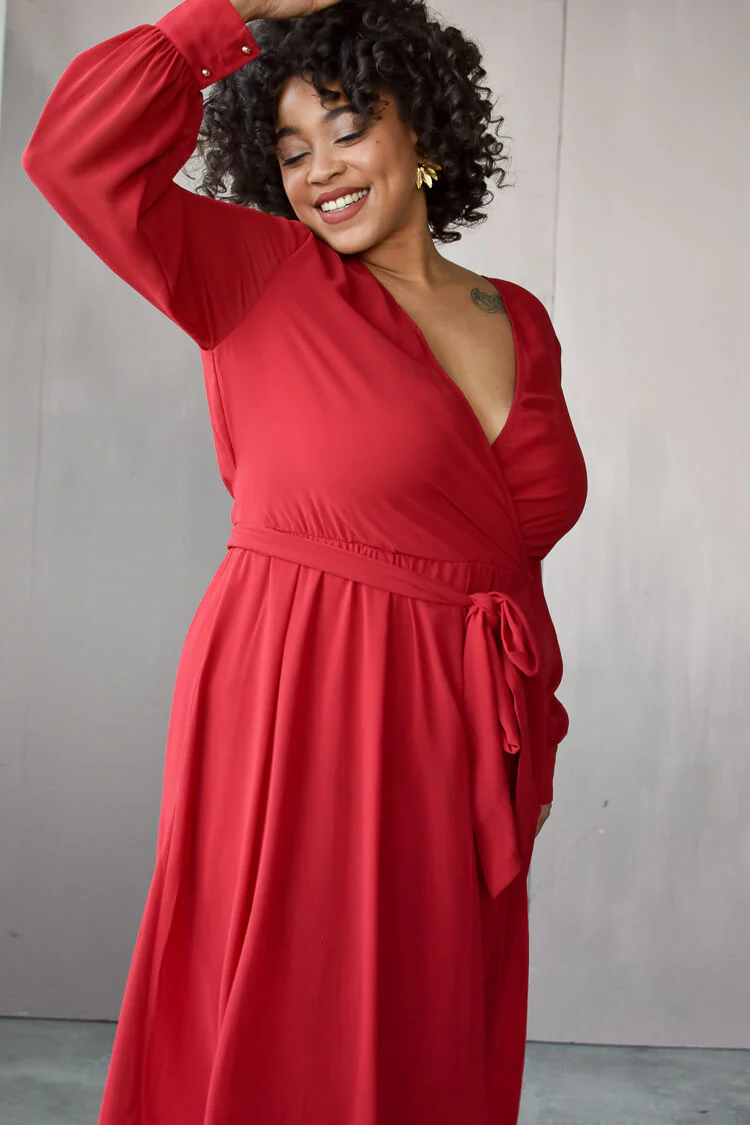 Georgie Red Wrap Dress - FINAL SALE - Image 3