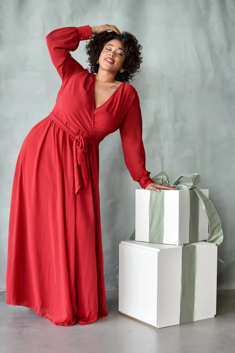 Georgie Red Wrap Dress - FINAL SALE - Image 4