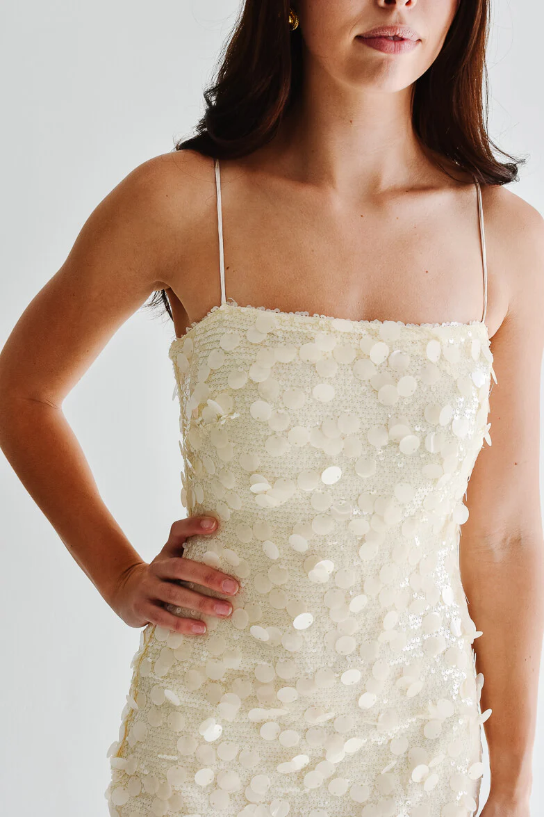Reine Cream Sequin Sheath Dress - Image 8