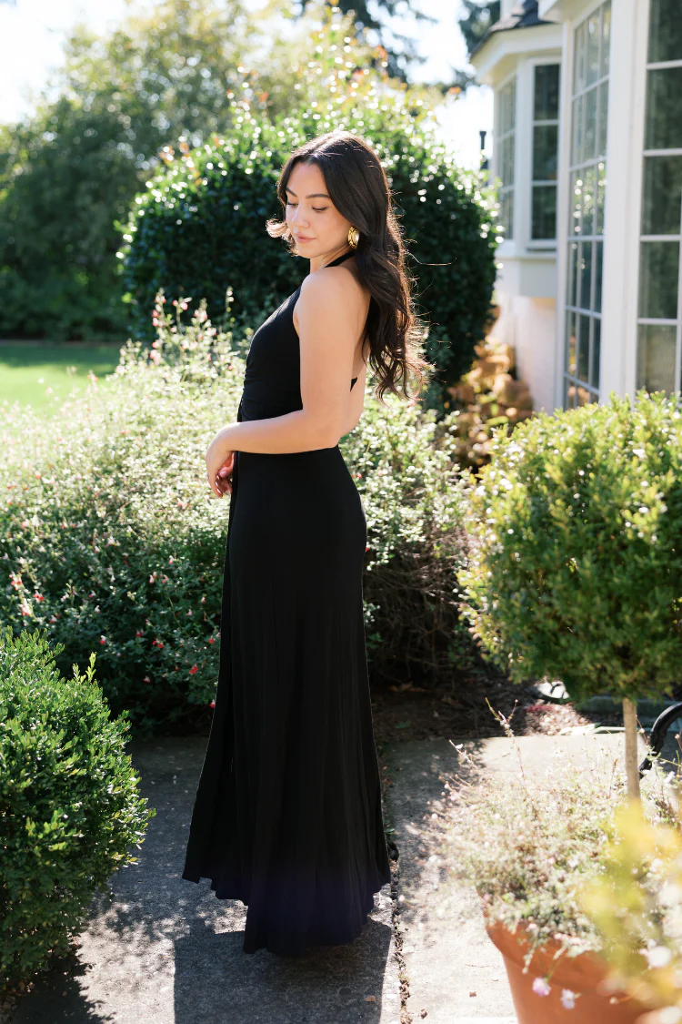 Rhoda Black Plunge Maxi Dress - FINAL SALE - Image 6
