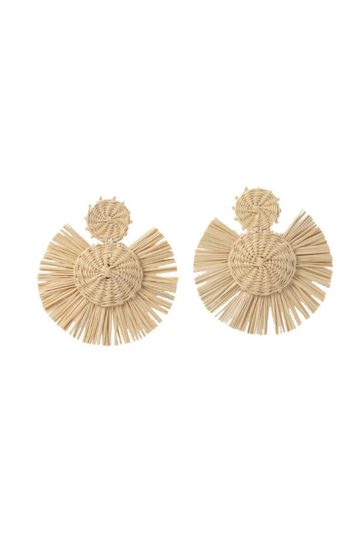 Rosario Iraca Palm Earrings - Natural - Image 2