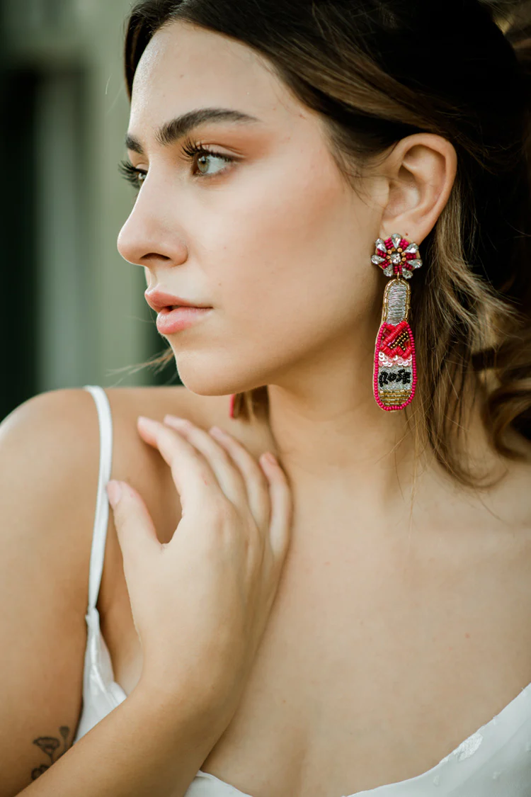 Rosé Bottle Statement Earrings
