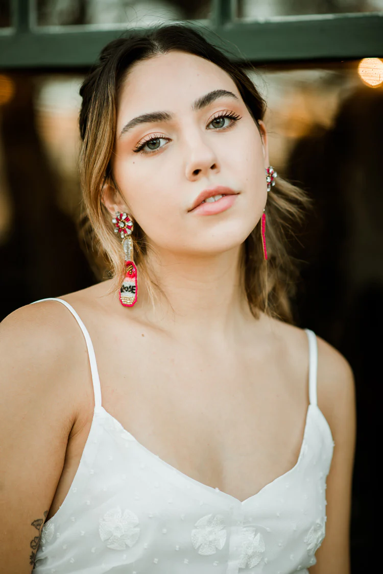 Rosé Bottle Statement Earrings - Image 2