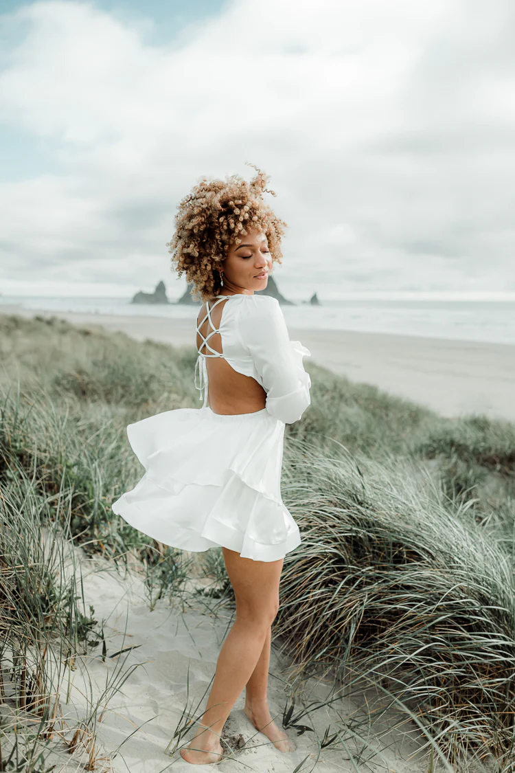 Rya White Silky Cutout Mini Dress - Image 4