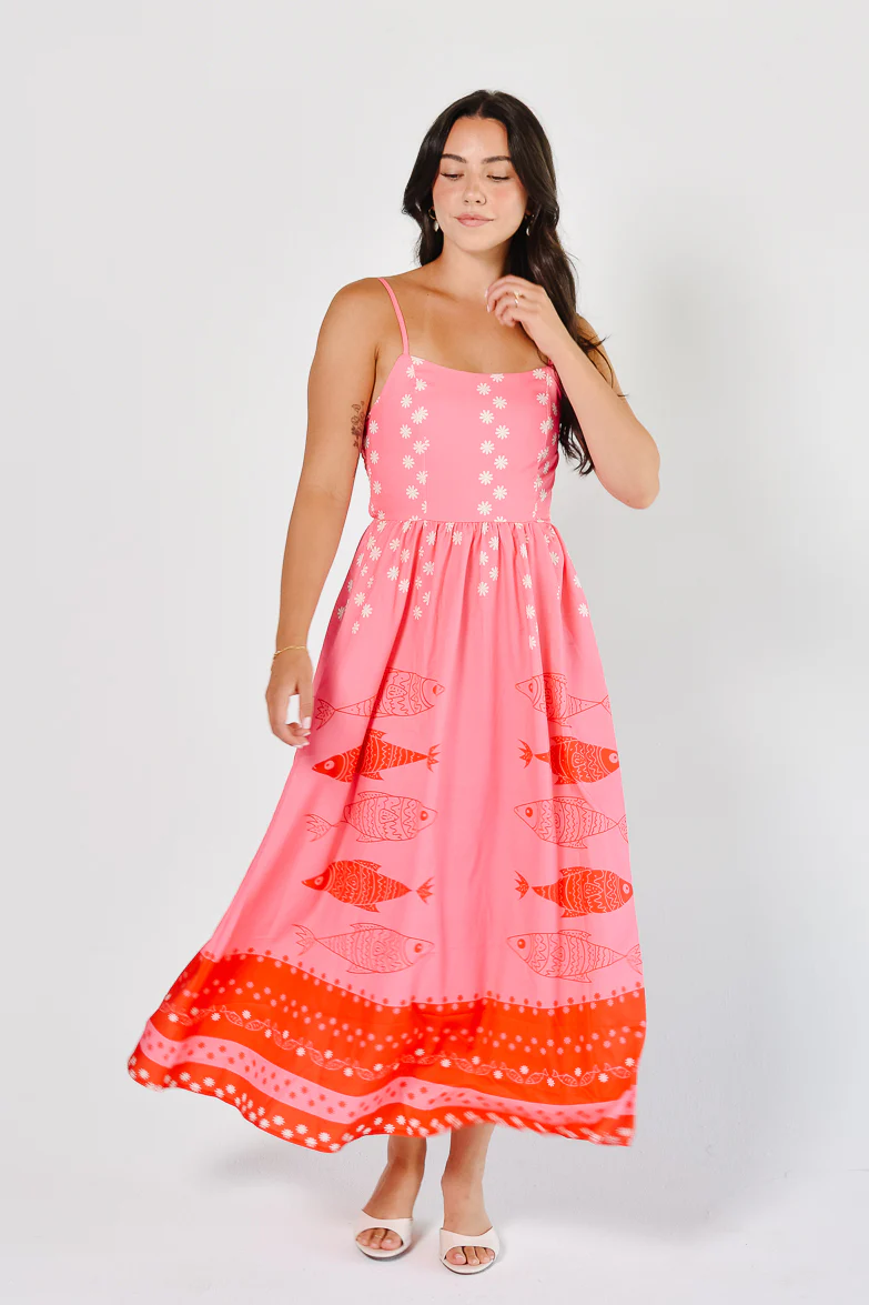 Sardinia Print Midi Dress