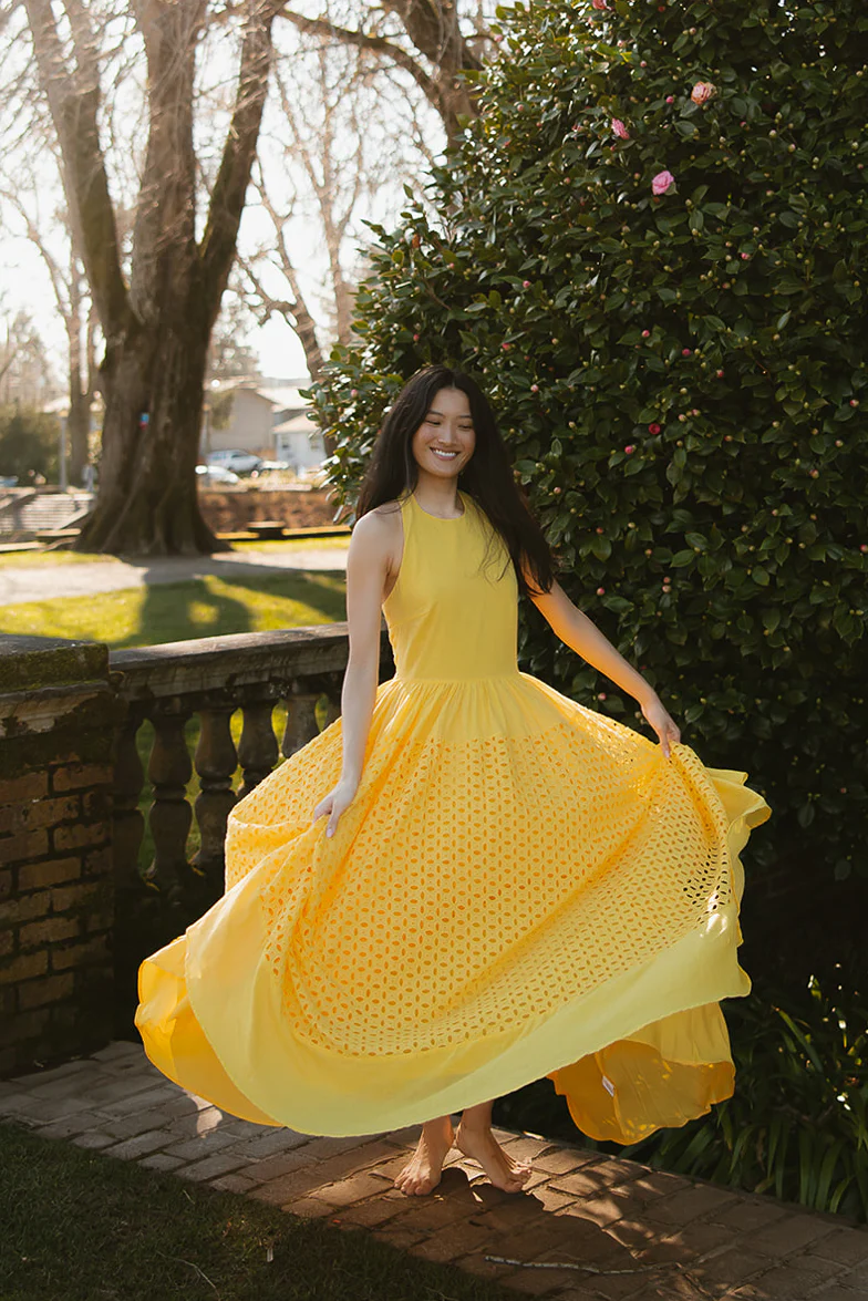Serena Yellow Eyelet Maxi Dress - Image 4