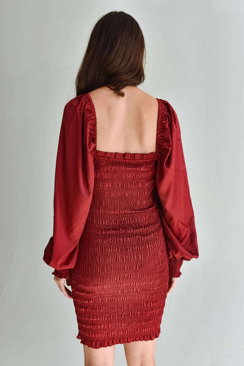 Shannon Ruched Red Mini Dress - FINAL SALE - Image 3