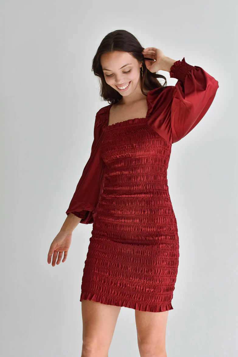 Shannon Ruched Red Mini Dress - FINAL SALE - Image 4