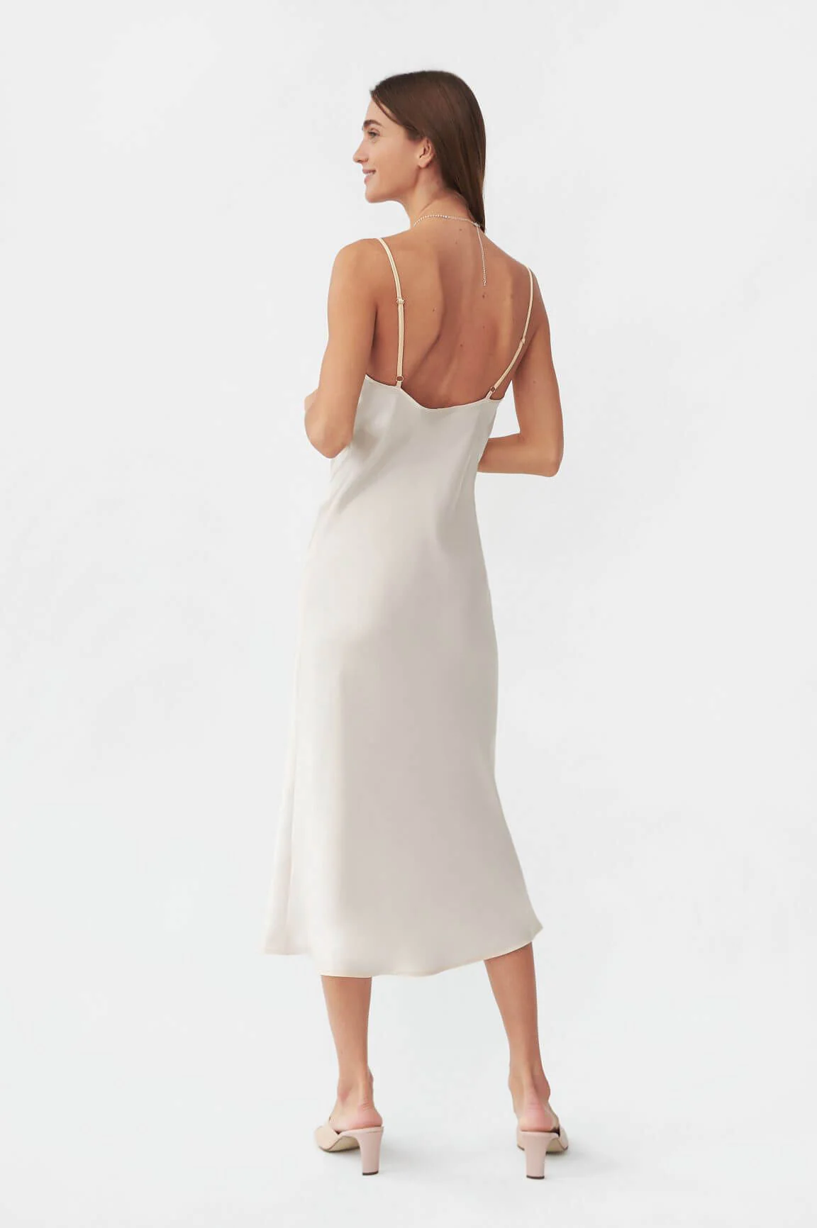 Silk 90's Style White Slip Dress - Image 3