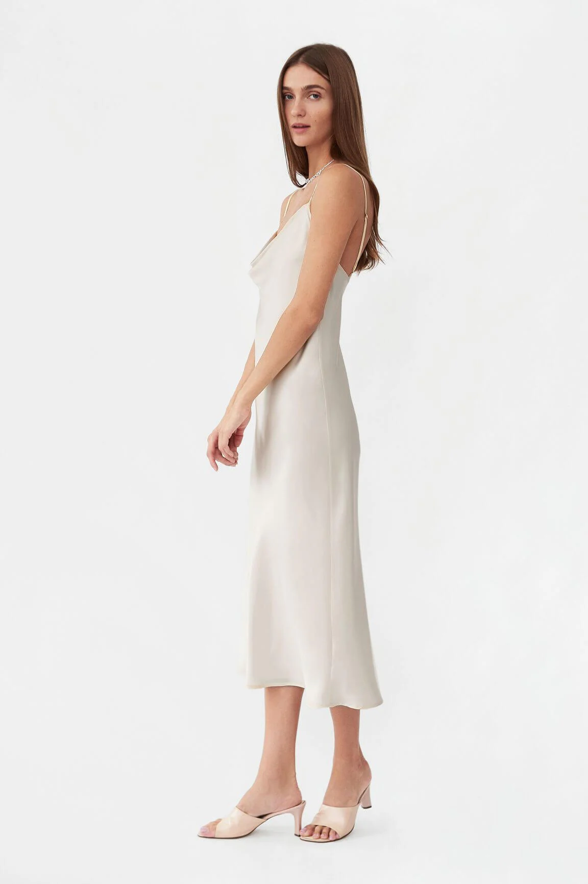 Silk 90's Style White Slip Dress - Image 4