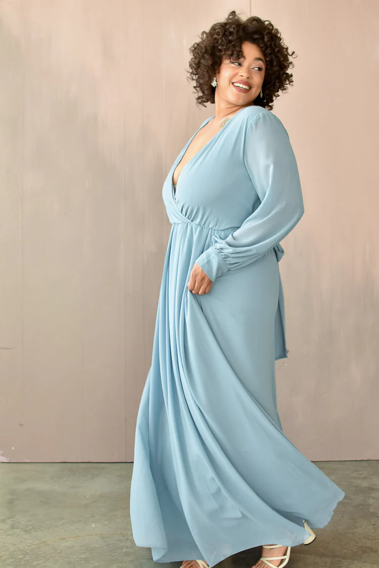 Georgie Slate Blue Wrap Dress - FINAL SALE - Image 3