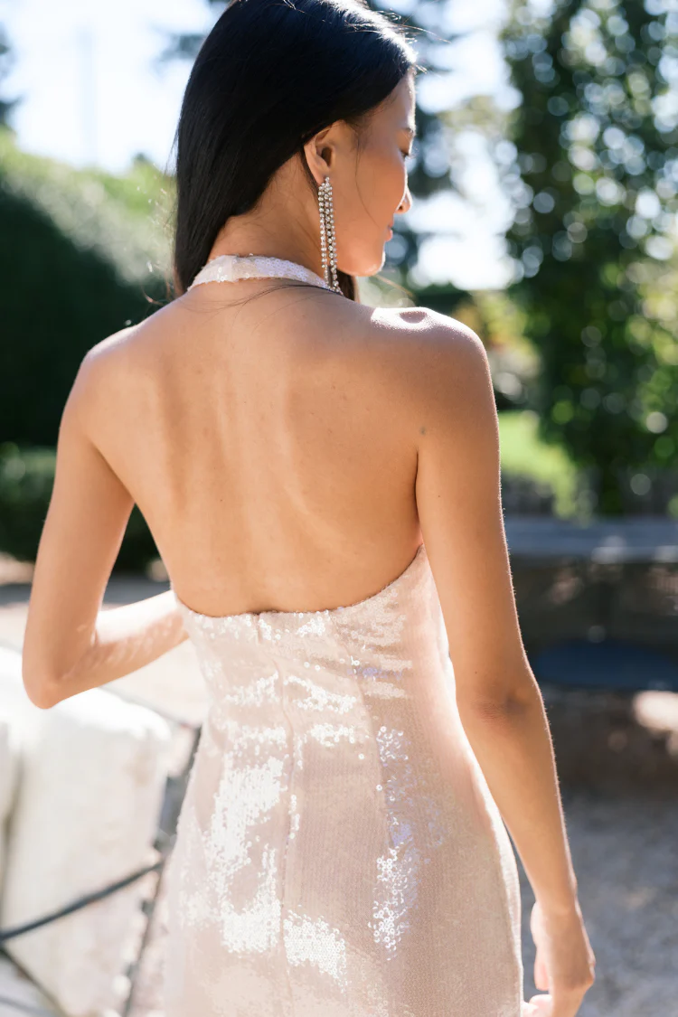 Starlight Cream Sequin Maxi Dress - Image 2