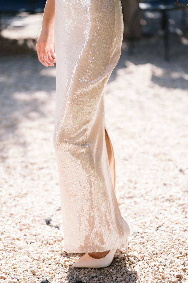 Starlight Cream Sequin Maxi Dress - Image 6