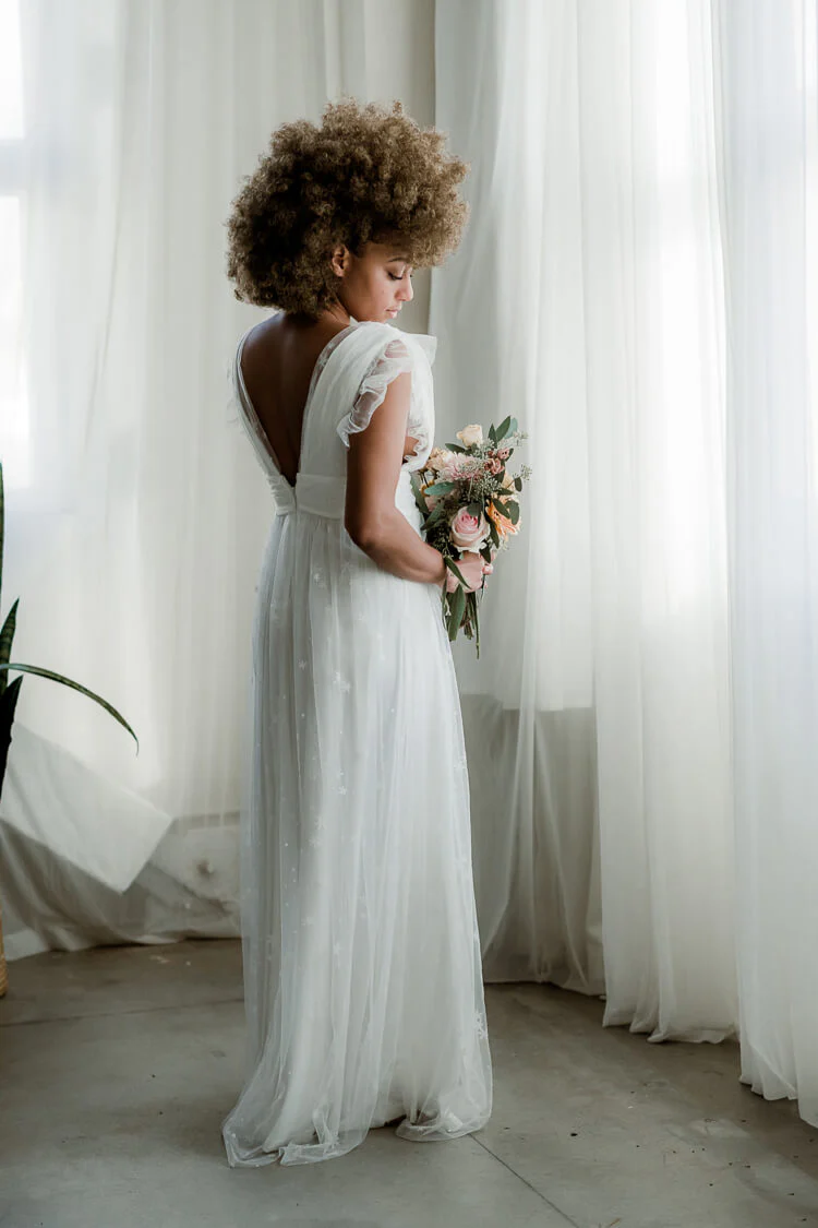 Starry Eyed Glitter Star Mesh Maxi - White - Image 4