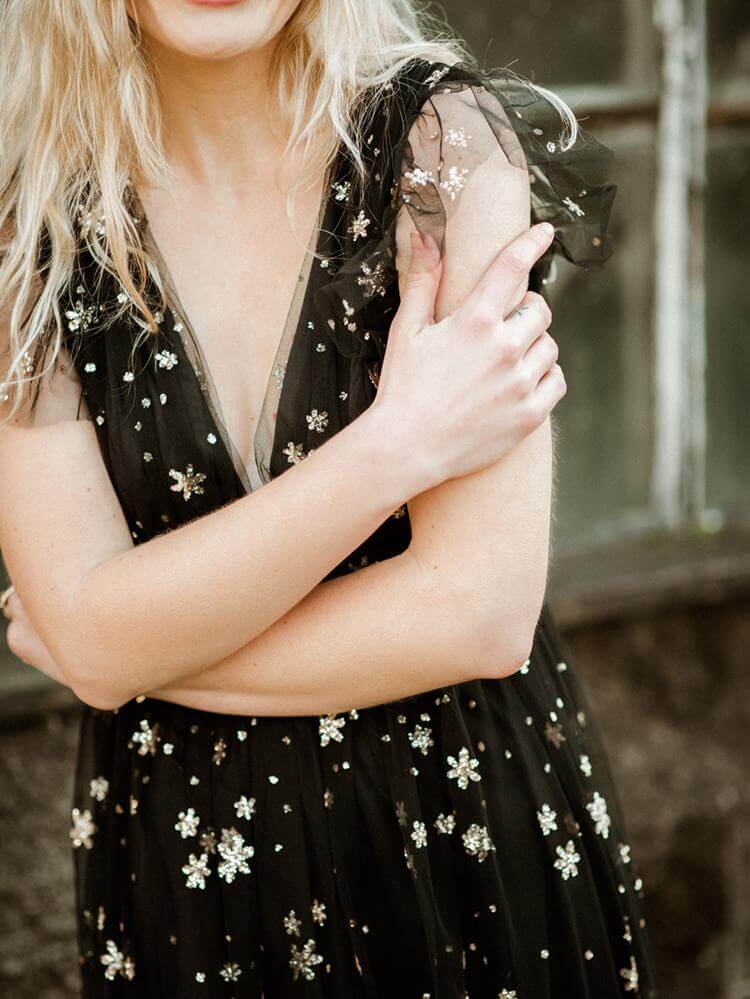 Starry Eyed Sequin Star Mesh Maxi - Black - Image 6
