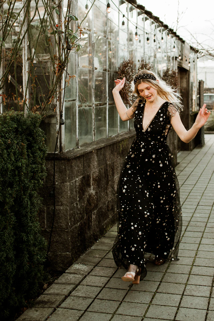 Starry Eyed Sequin Star Mesh Maxi - Black - Image 7