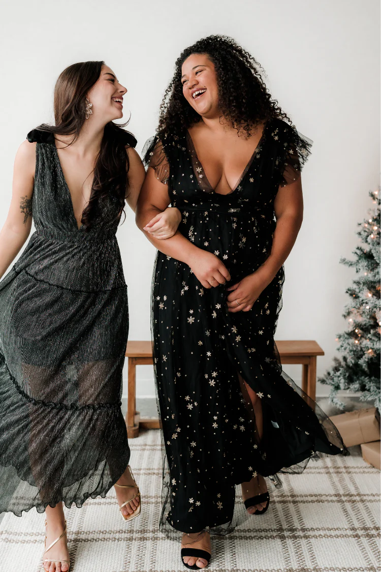 Starry Eyed Sequin Star Mesh Maxi - Black - Image 8