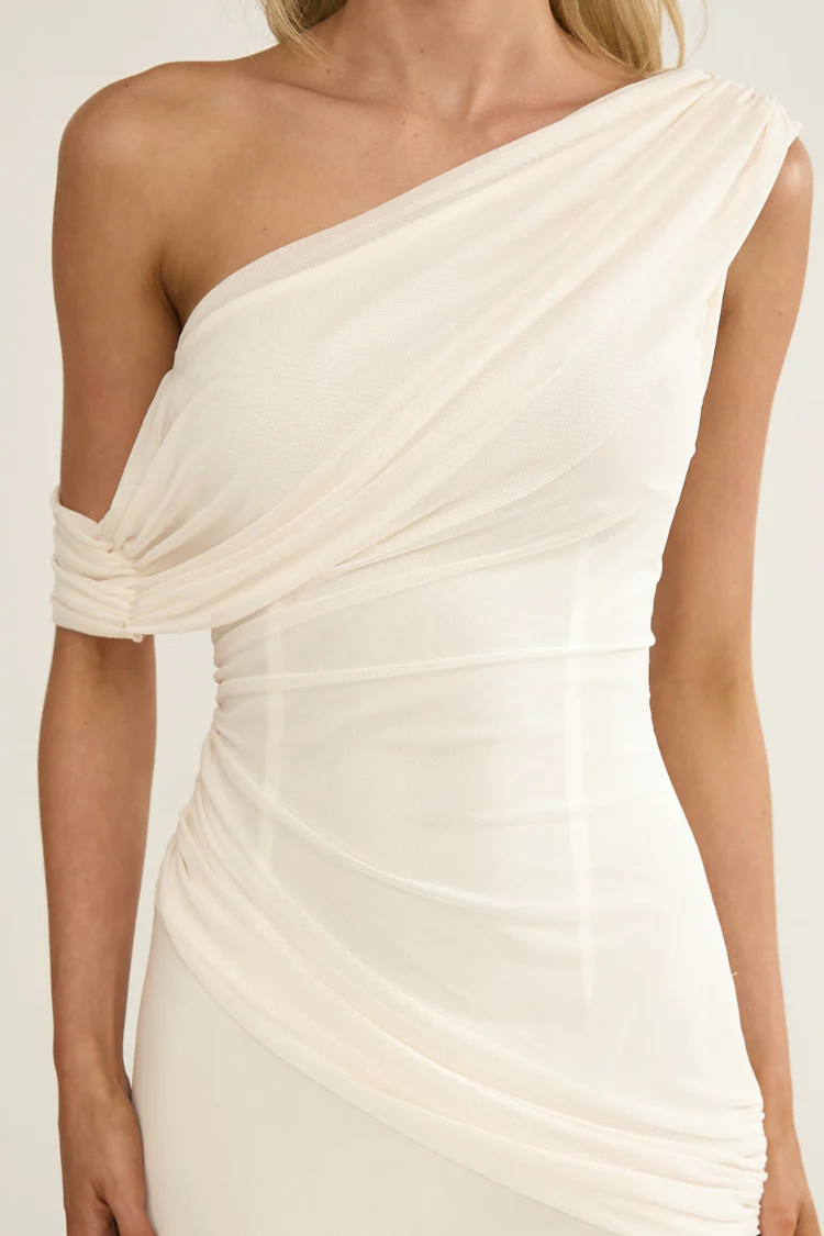 Thalia Draped Maxi Dress - Ivory - Image 3