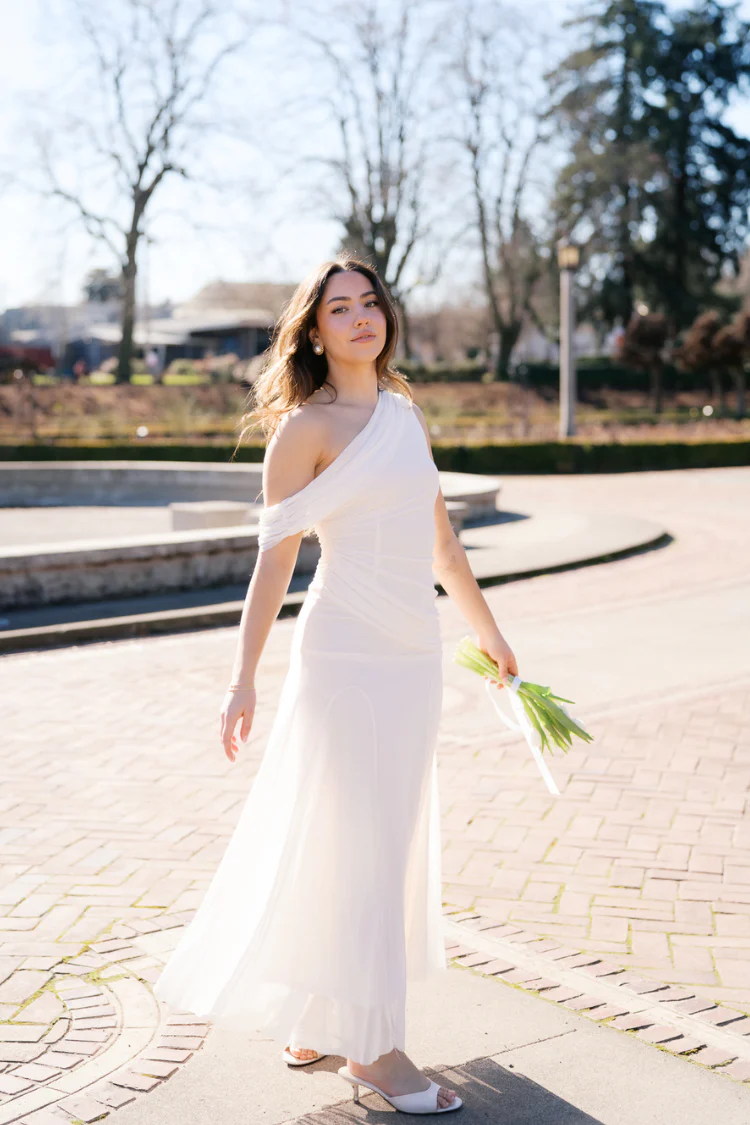 Thalia Draped Maxi Dress - Ivory - Image 7