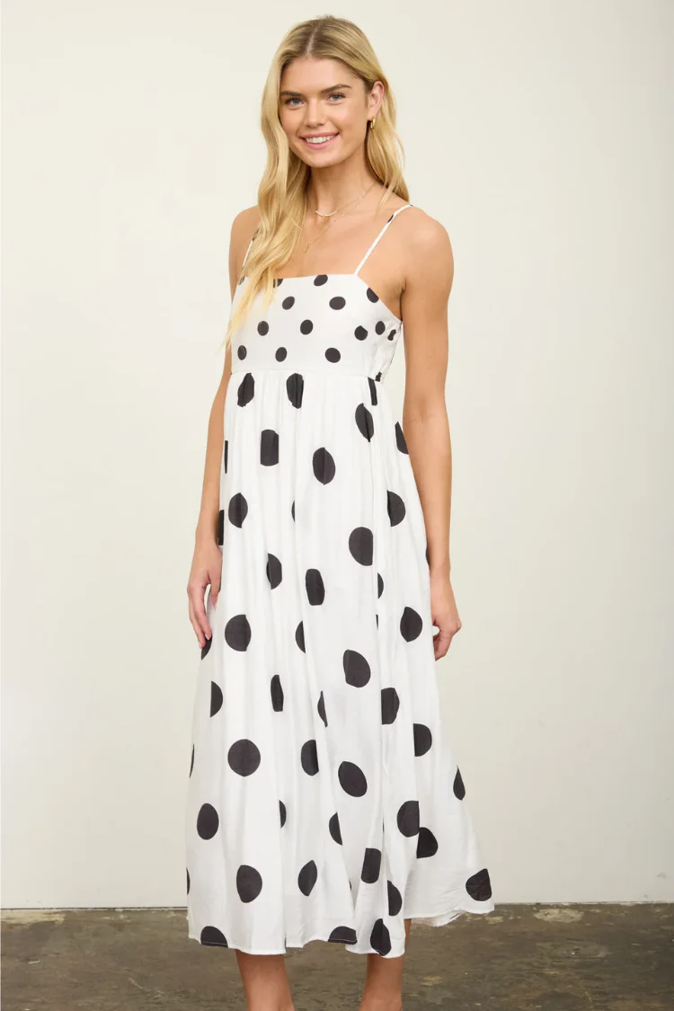 The Palm Court Polka Dot Midi Dress - Image 3