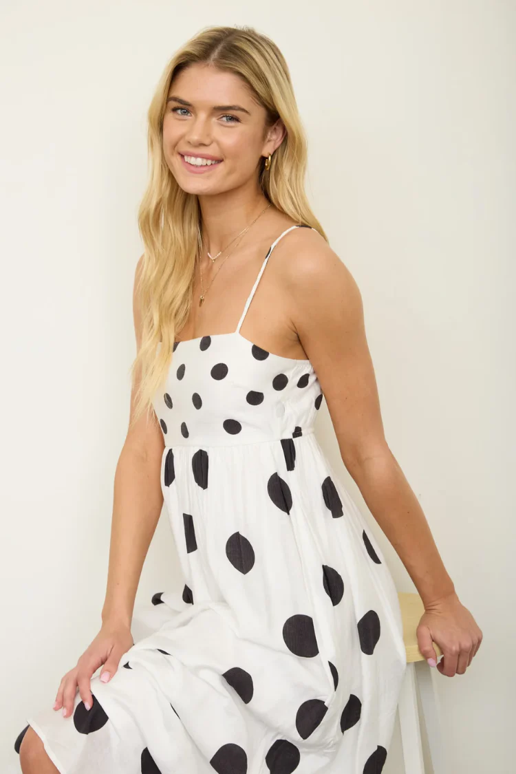 The Palm Court Polka Dot Midi Dress - Image 4