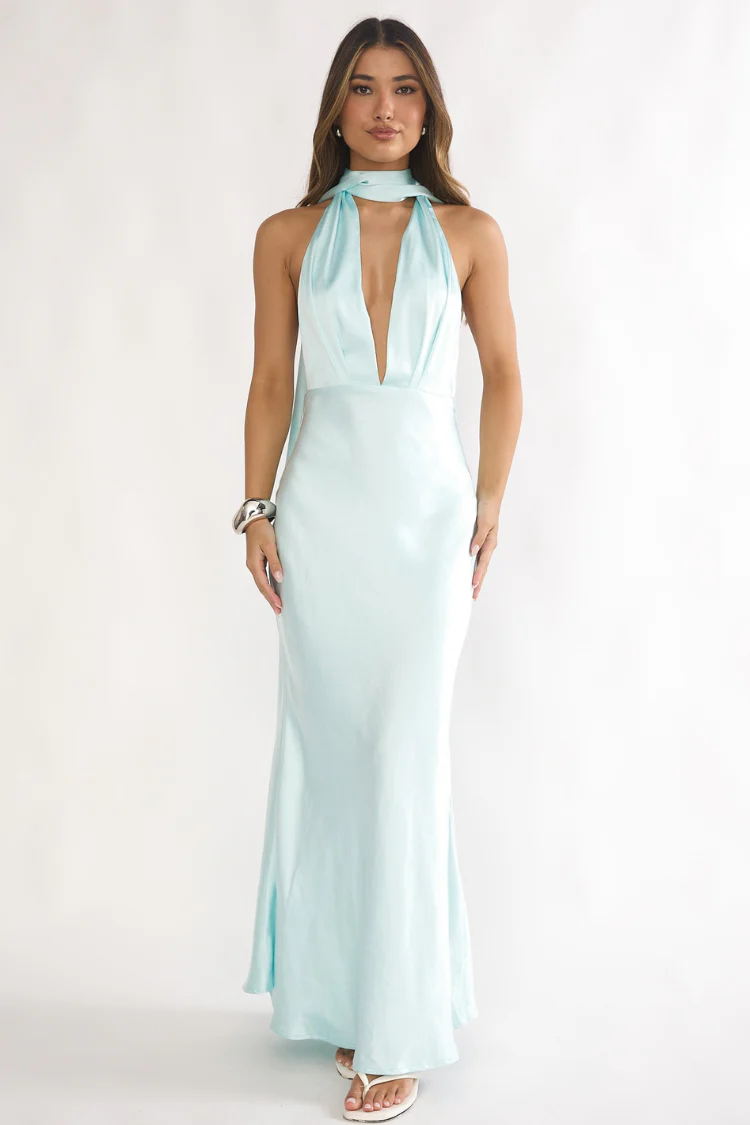 Tiffany Blue Halter Maxi Dress - Image 7