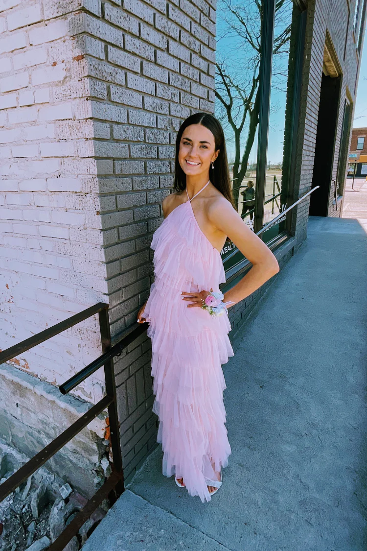 Tremmezina Tulle Halter Maxi - Blush - Image 6