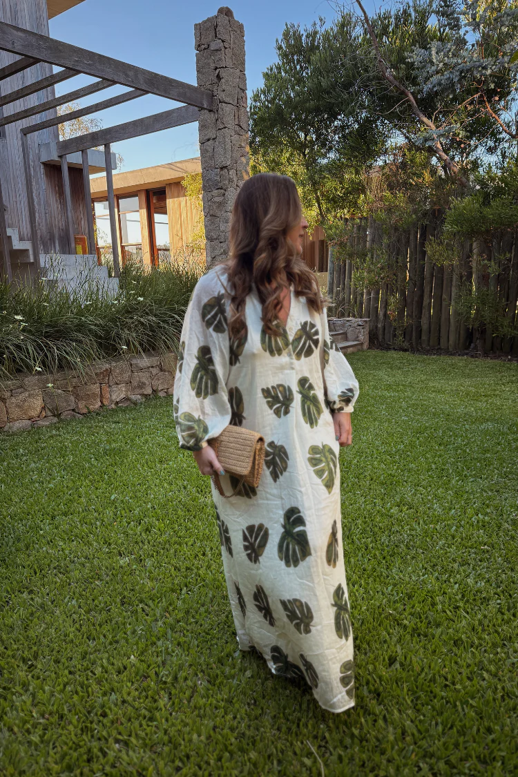 Tropical Escape Palm Print Midi Dress - Image 3