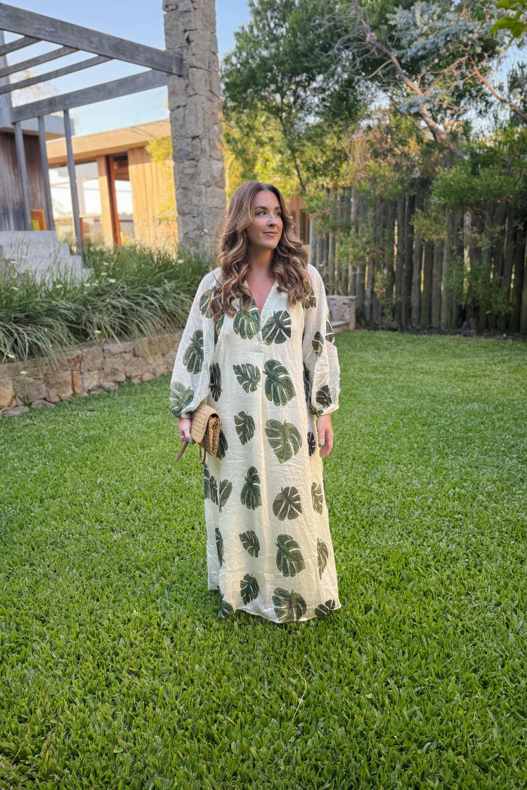 Tropical Escape Palm Print Midi Dress - Image 5