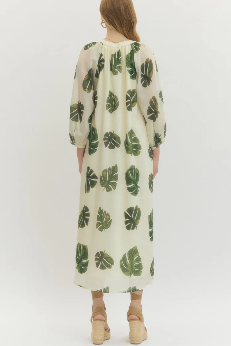 Tropical Escape Palm Print Midi Dress - Image 7