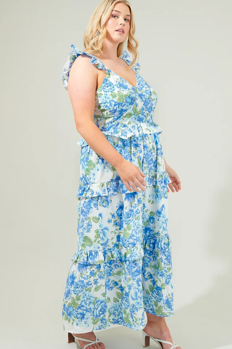 Truth Be Told Blue Floral Tiered Maxi Dress - Image 4