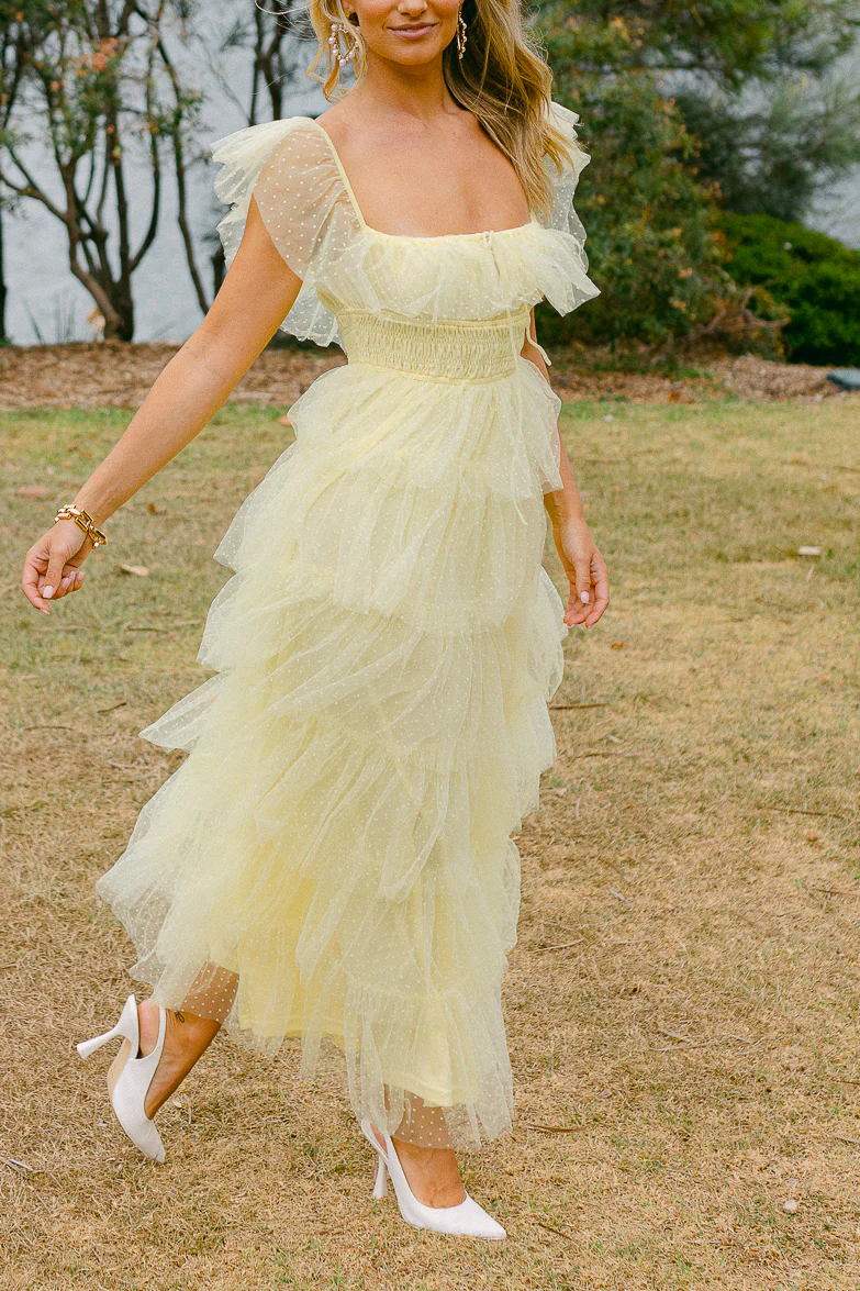 Valensole Swiss Dot Maxi Dress - Yellow - Image 3