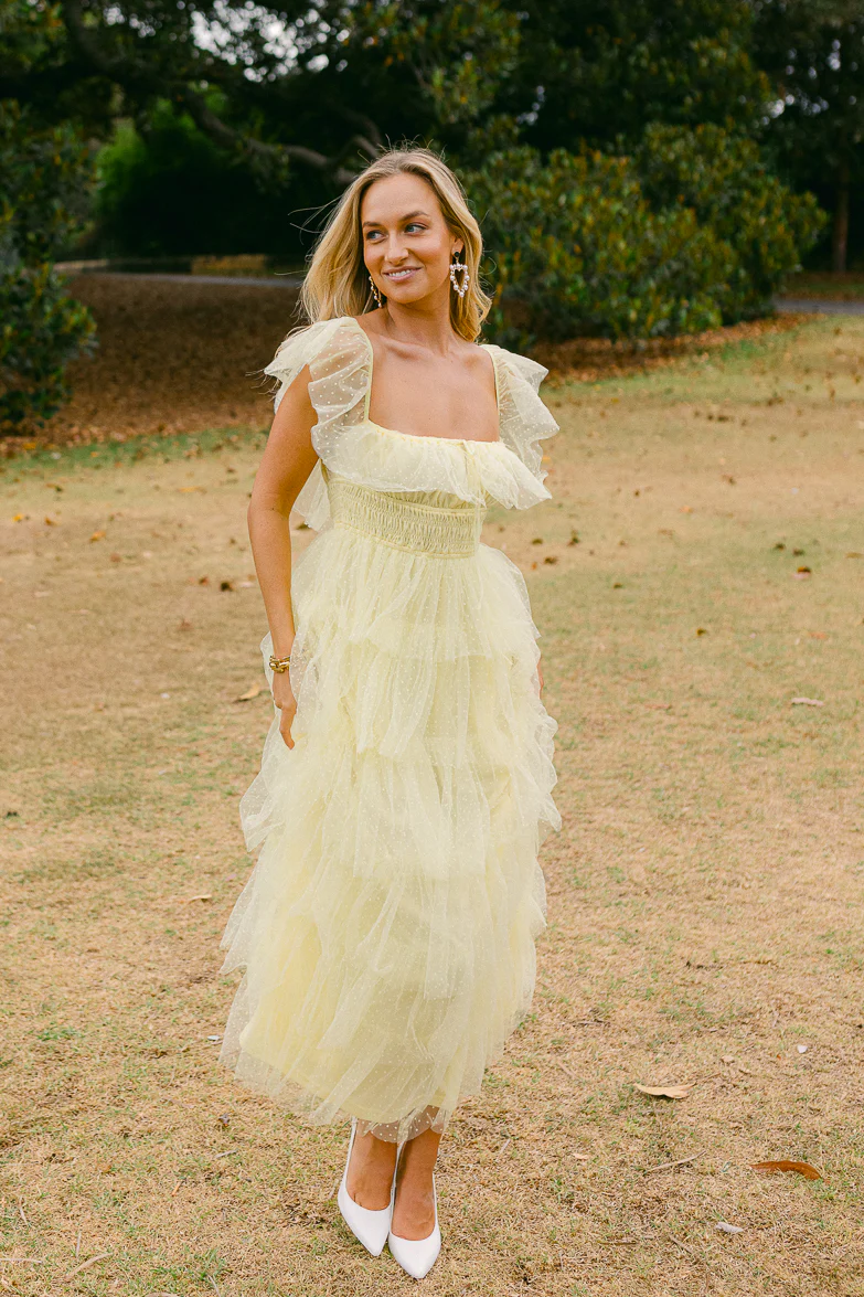 Valensole Swiss Dot Maxi Dress - Yellow - Image 5