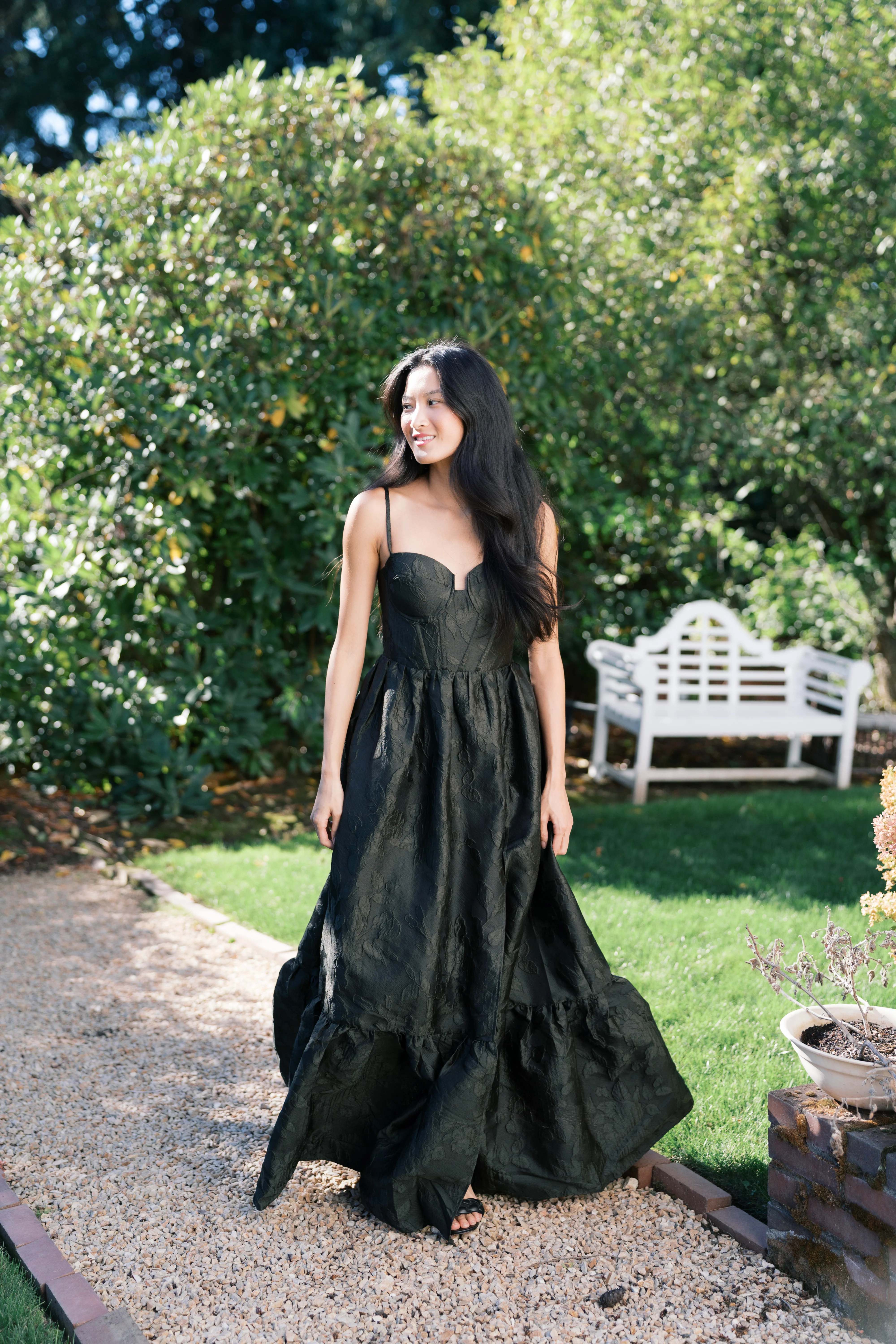 Victoria Brocade Maxi Dress - Olive Green - Image 3