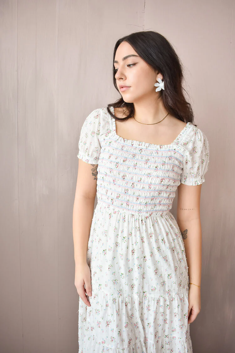 Violet Ditsy Floral Maxi Dress - Image 4