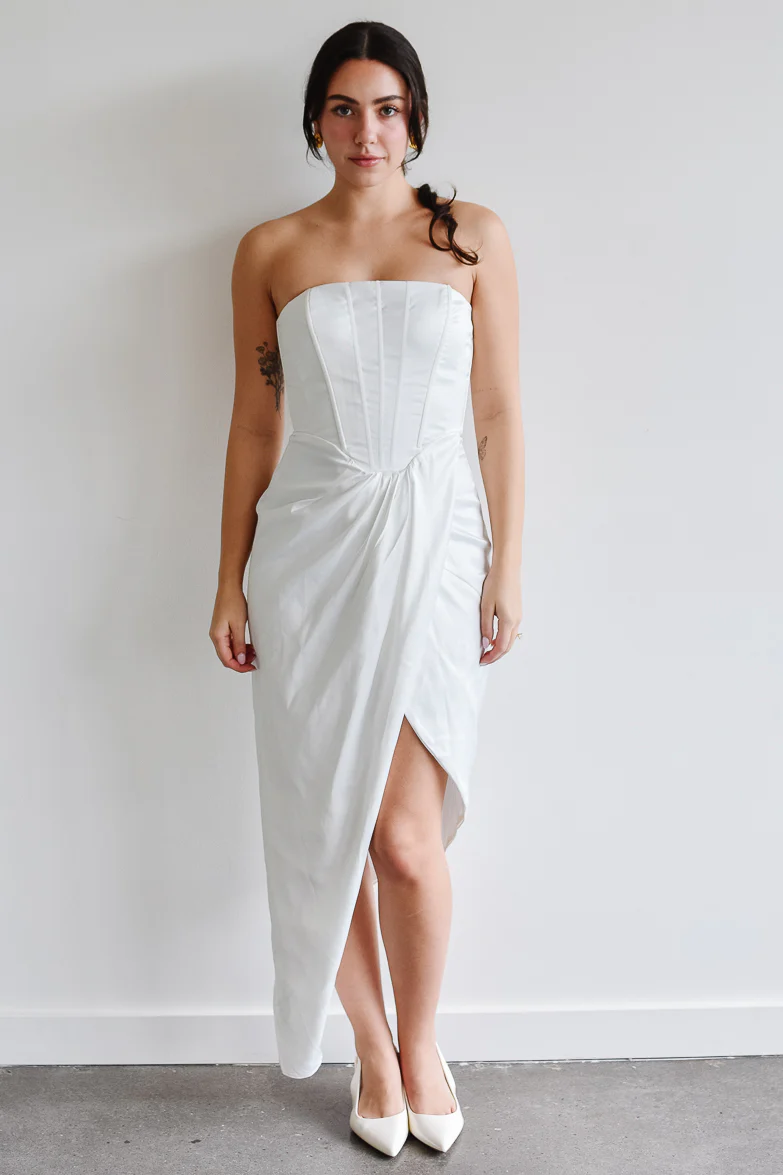 Darlington White Corset Midi Dress - Image 3