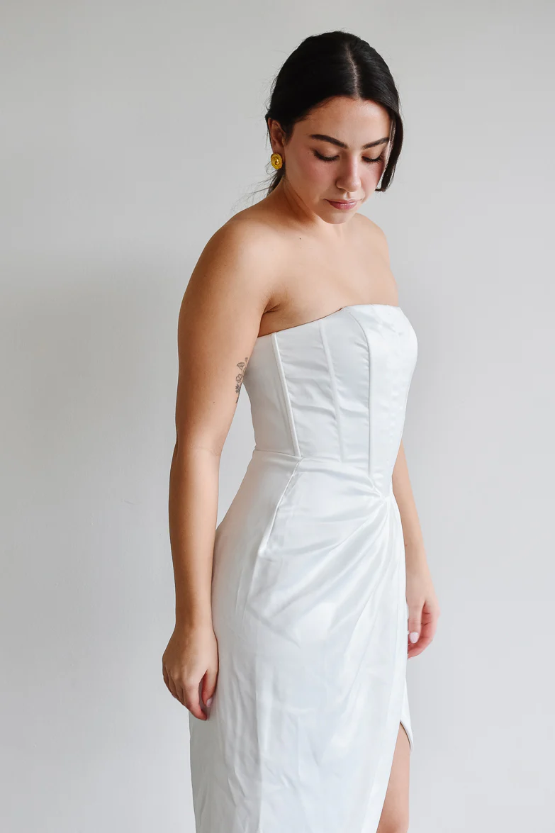 Darlington White Corset Midi Dress - Image 4